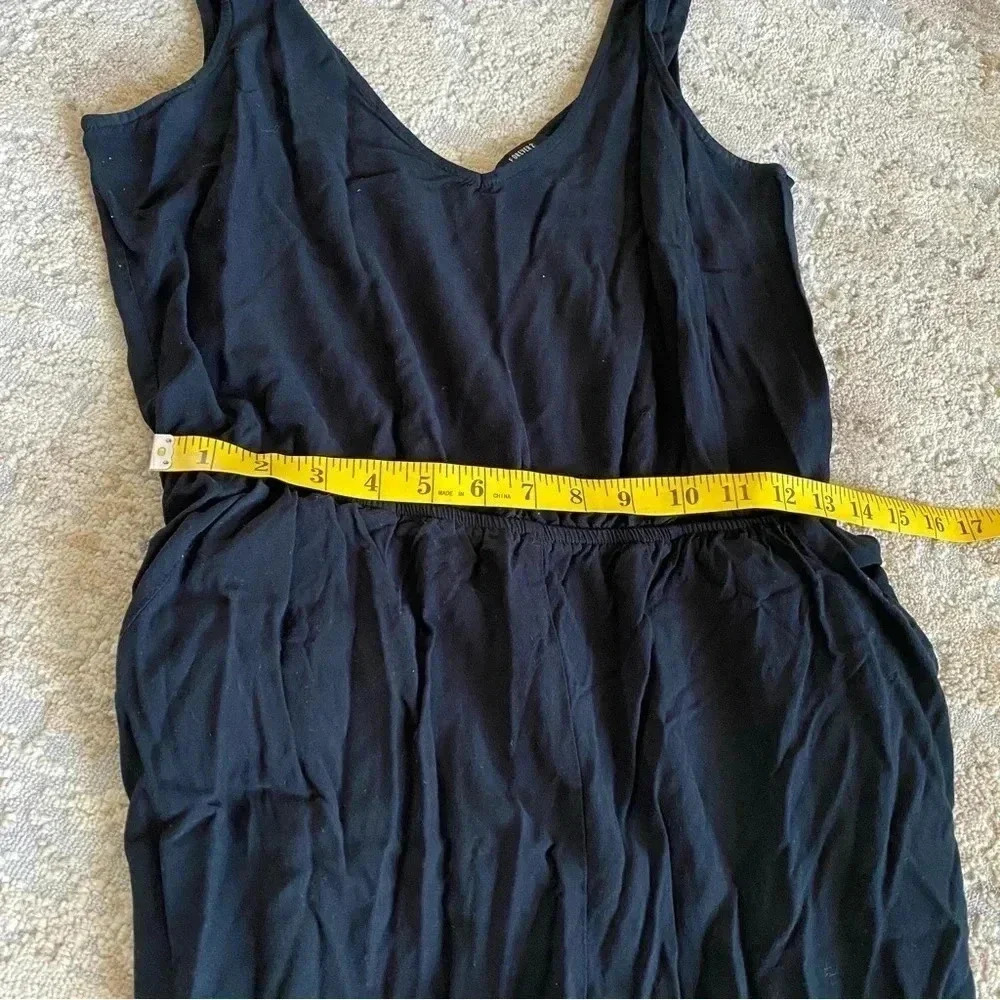 Forever 21 Black Skinny Leg Jumpsuit Sleeveless Solid Black Rayon: Large - Picture 5 of 10